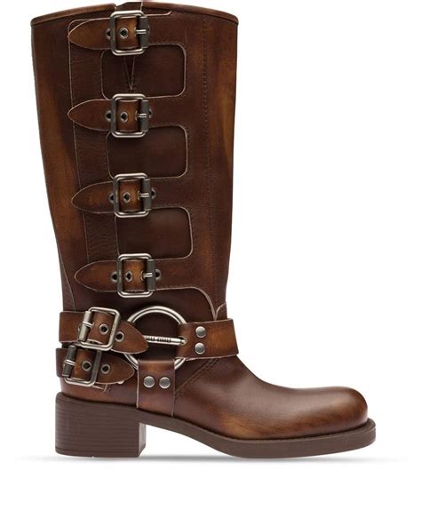 miu miu leather buckle boots